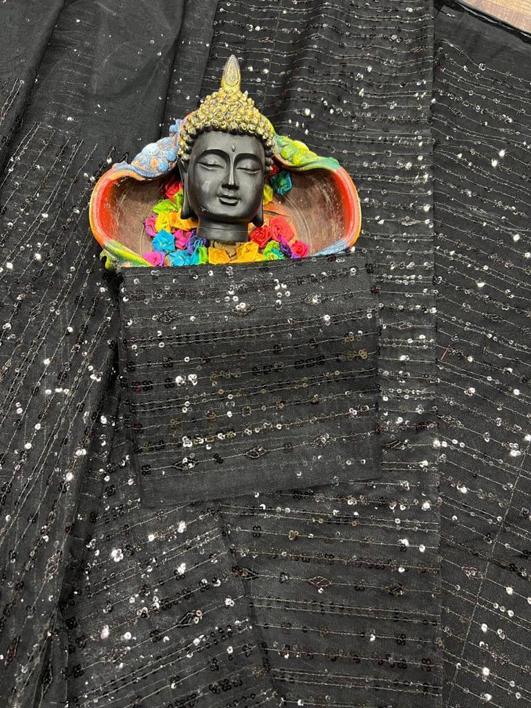 Beautiful Designer Soft Georgette Sequence Saree