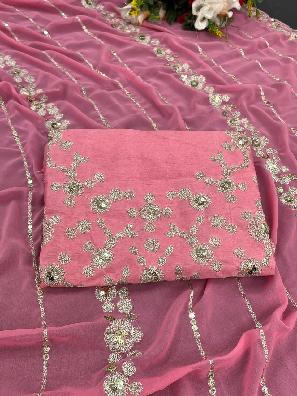 Beautiful Designer Soft Georgette Sequence Saree