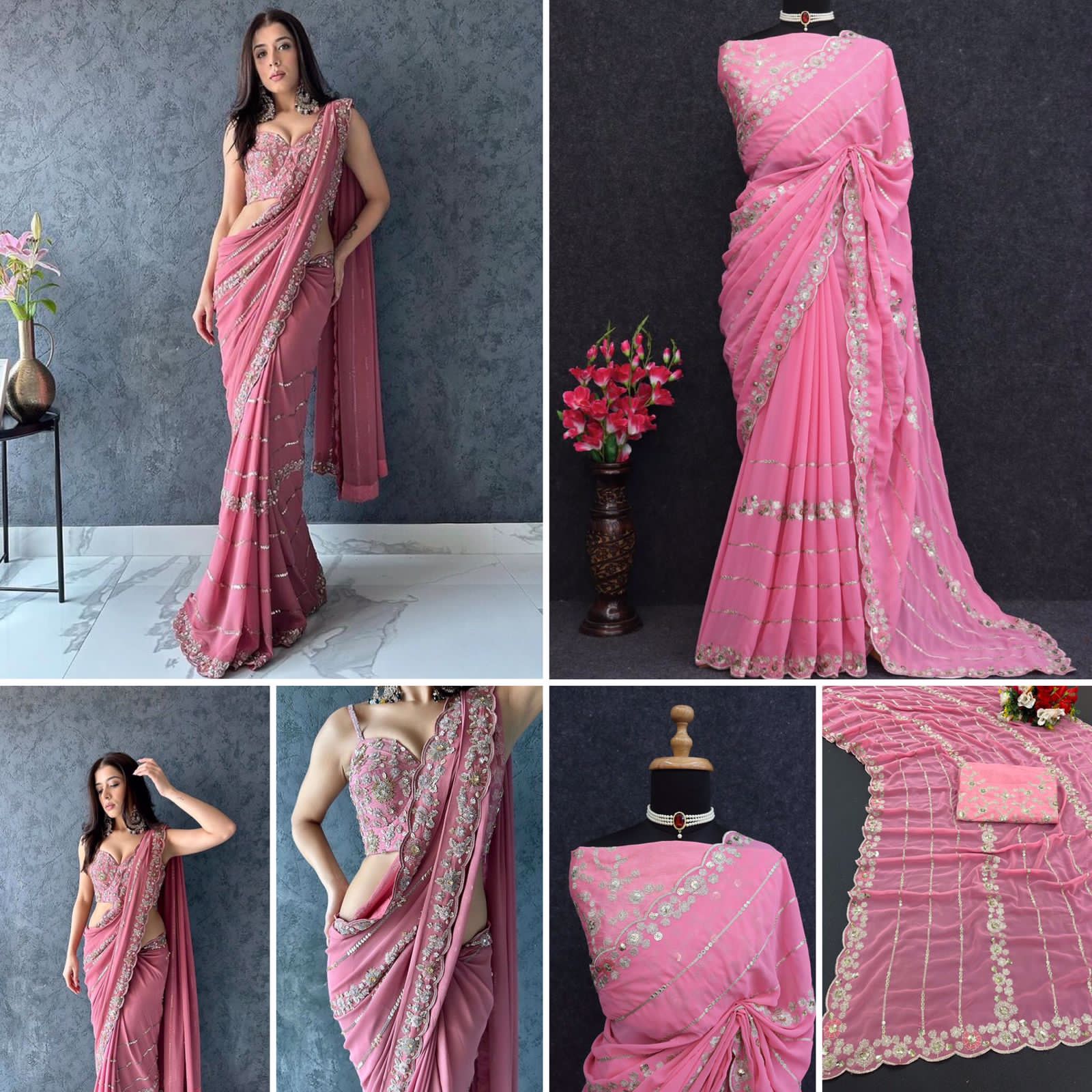 Beautiful Designer Soft Georgette Sequence Saree