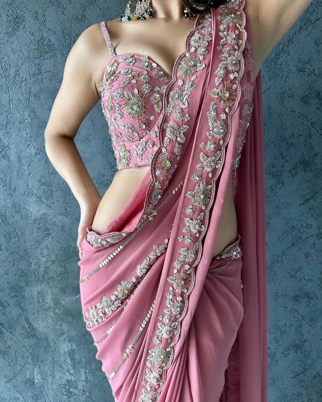 Beautiful Designer Soft Georgette Sequence Saree