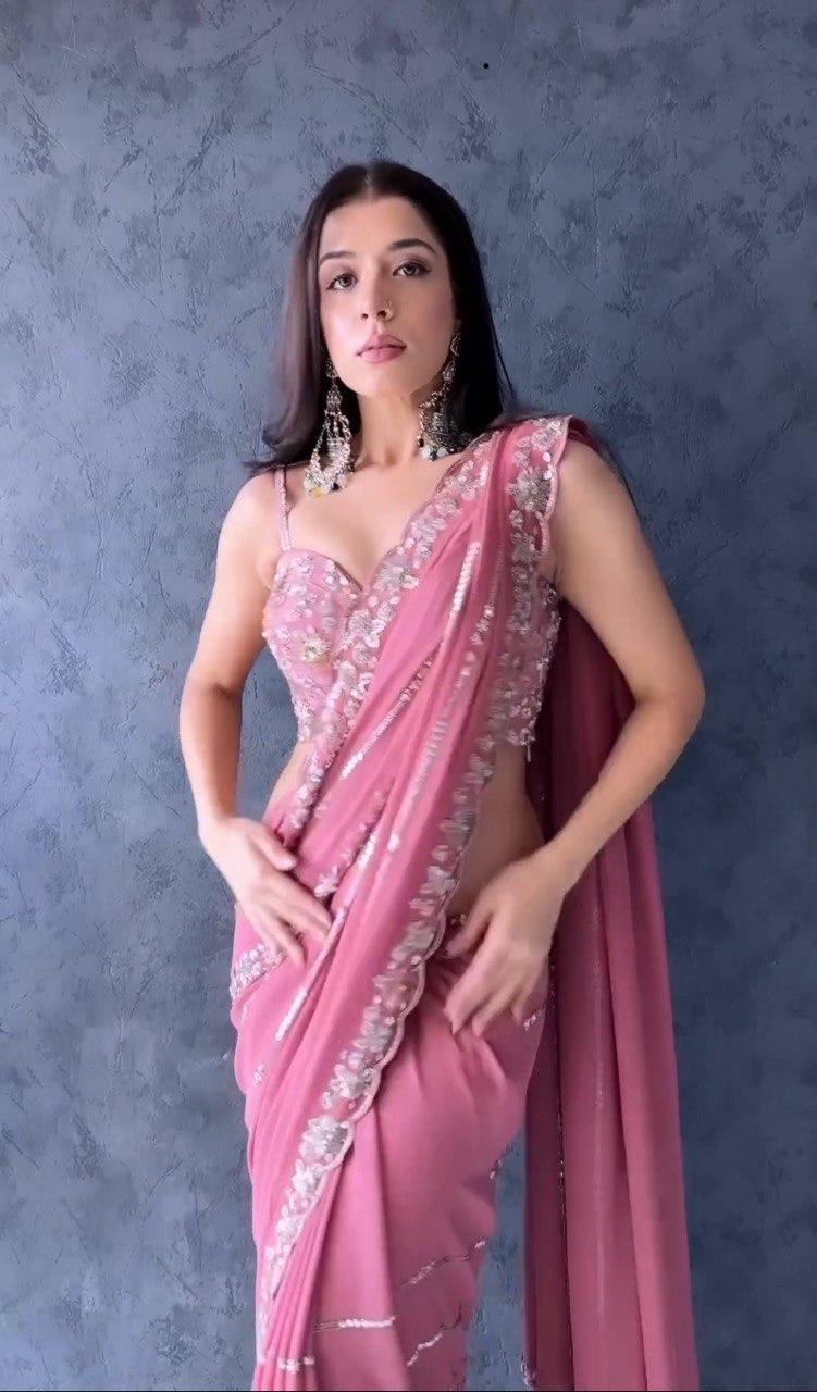 Beautiful Designer Soft Georgette Sequence Saree