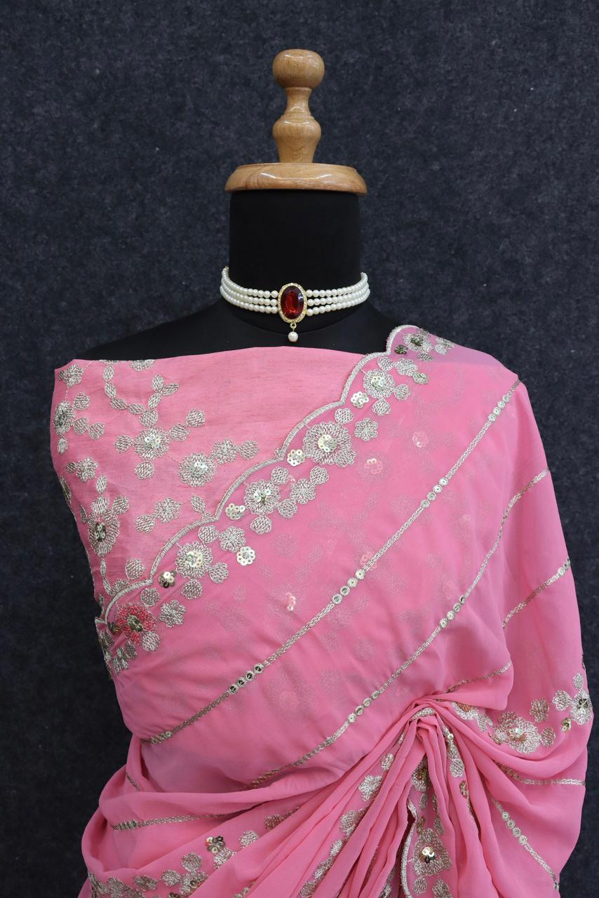 Beautiful Designer Soft Georgette Sequence Saree