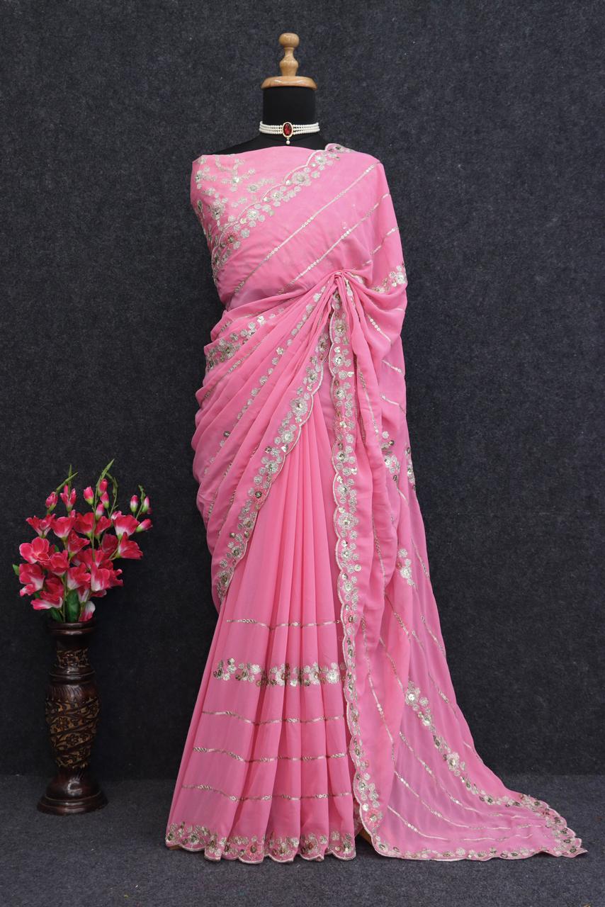 Beautiful Designer Soft Georgette Sequence Saree