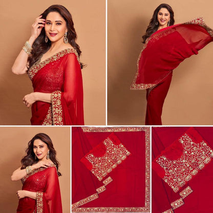 Beautiful Designer Soft Georgette Sequence Saree