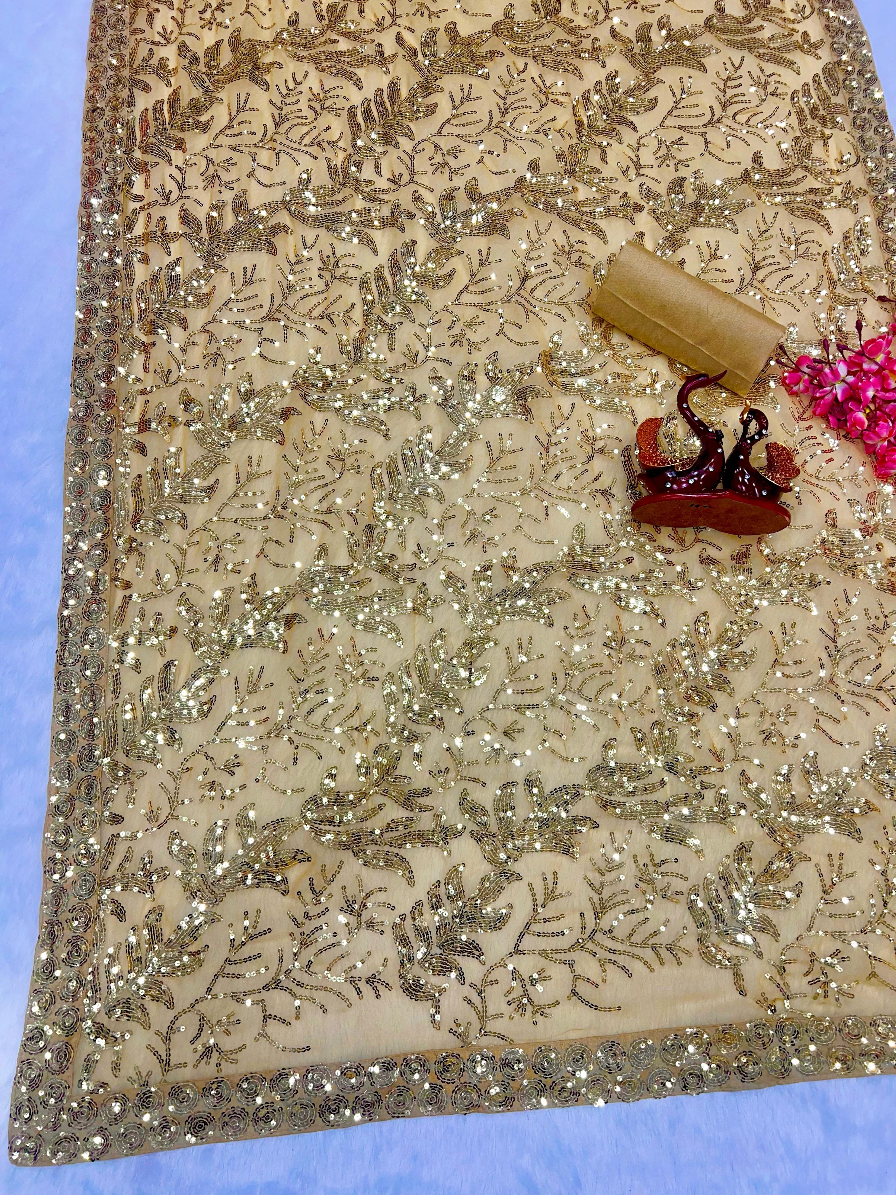 Beautiful Designer Soft Georgette Sequence Saree