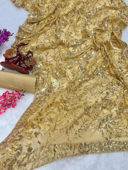 Beautiful Designer Soft Georgette Sequence Saree