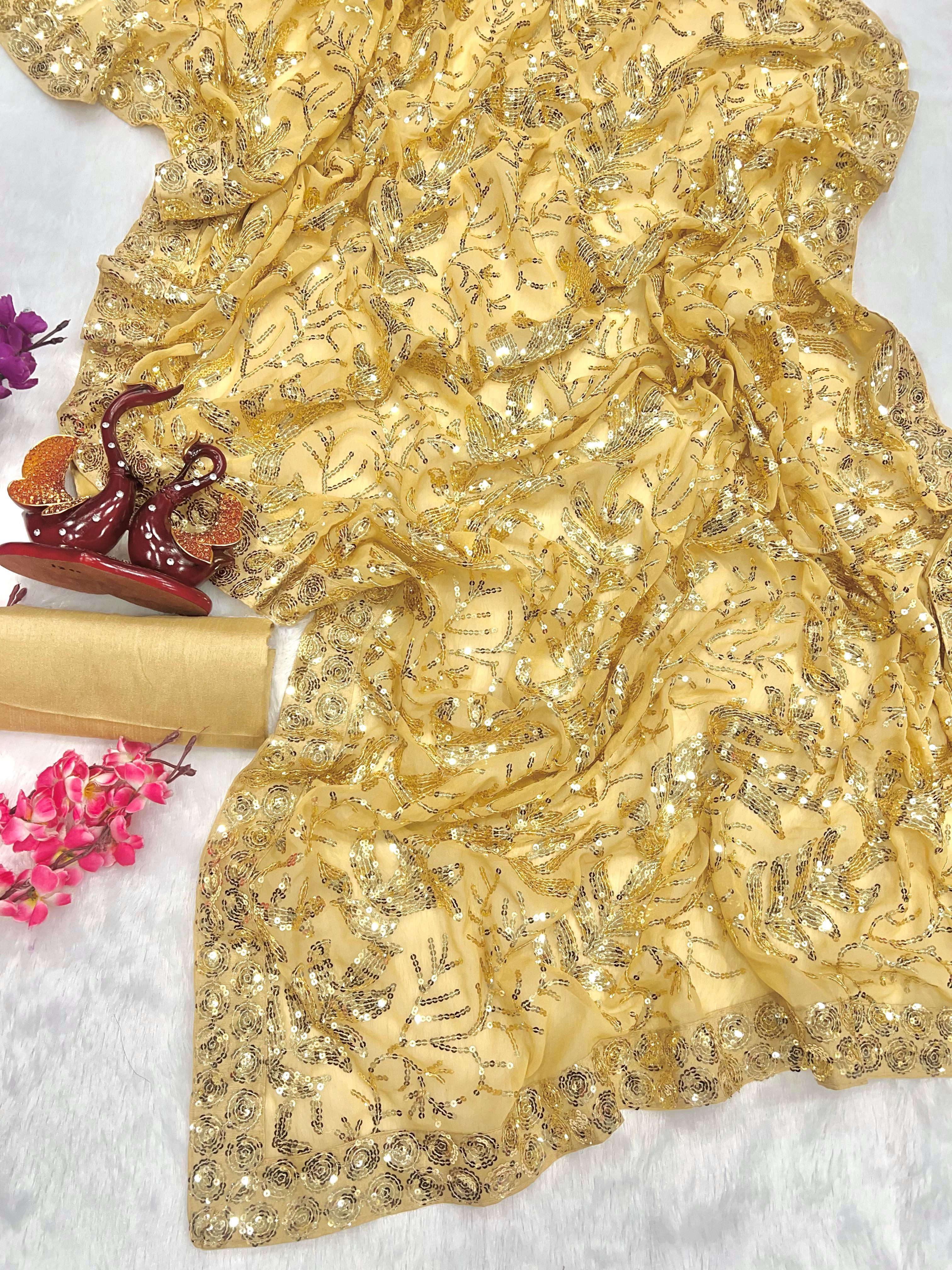 Beautiful Designer Soft Georgette Sequence Saree
