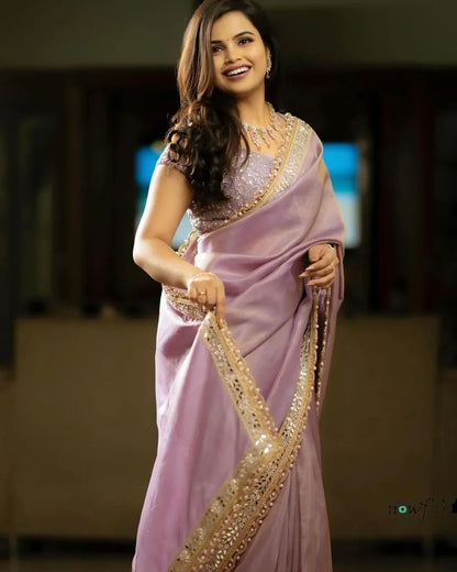 Beautiful Designer Soft Tissue Silk with Sequence Saree