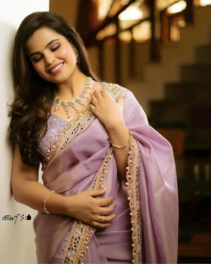Beautiful Designer Soft Tissue Silk with Sequence Saree