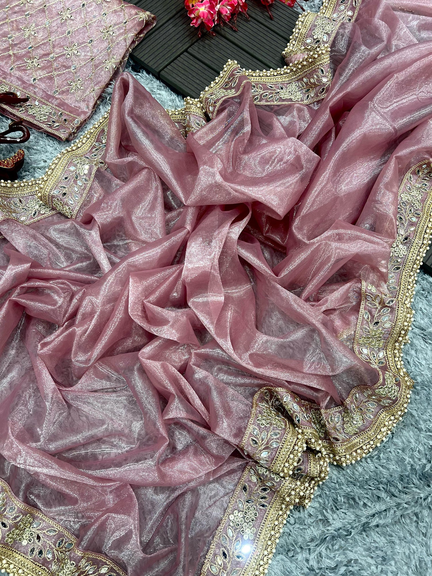 Beautiful Designer Soft Tissue Silk with Sequence Saree