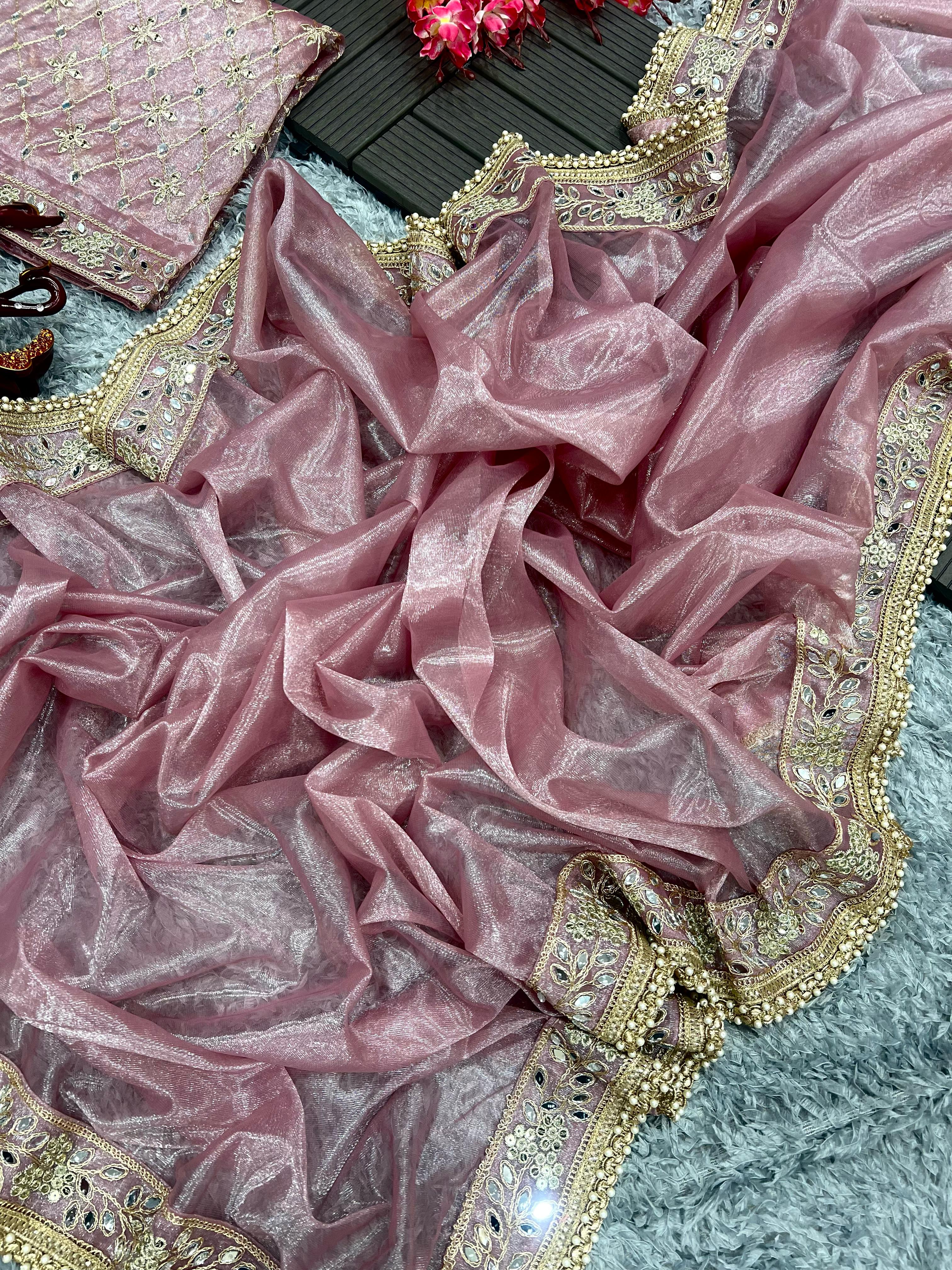 Beautiful Designer Soft Tissue Silk with Sequence Saree