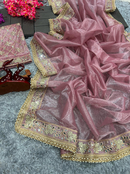 Beautiful Designer Soft Tissue Silk with Sequence Saree
