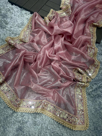 Beautiful Designer Soft Tissue Silk with Sequence Saree