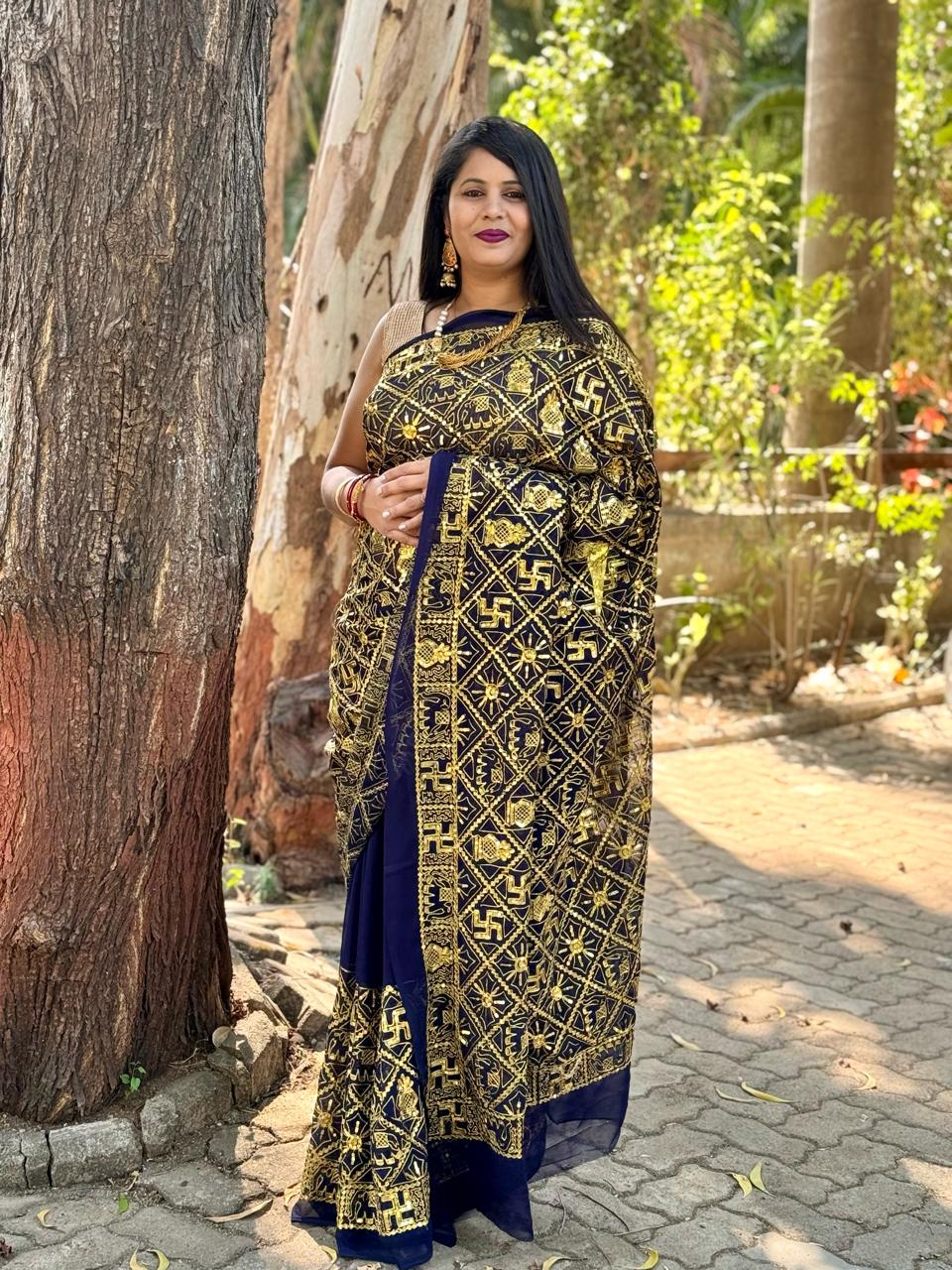 Beautiful Designer Pure Georgette Gharchola Bandhej Saree