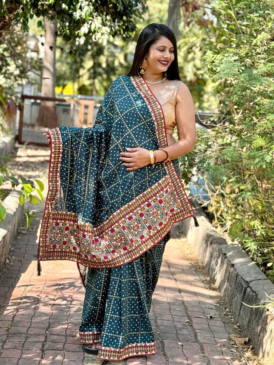 Beautiful Designer Pure Asika Bandhej Saree