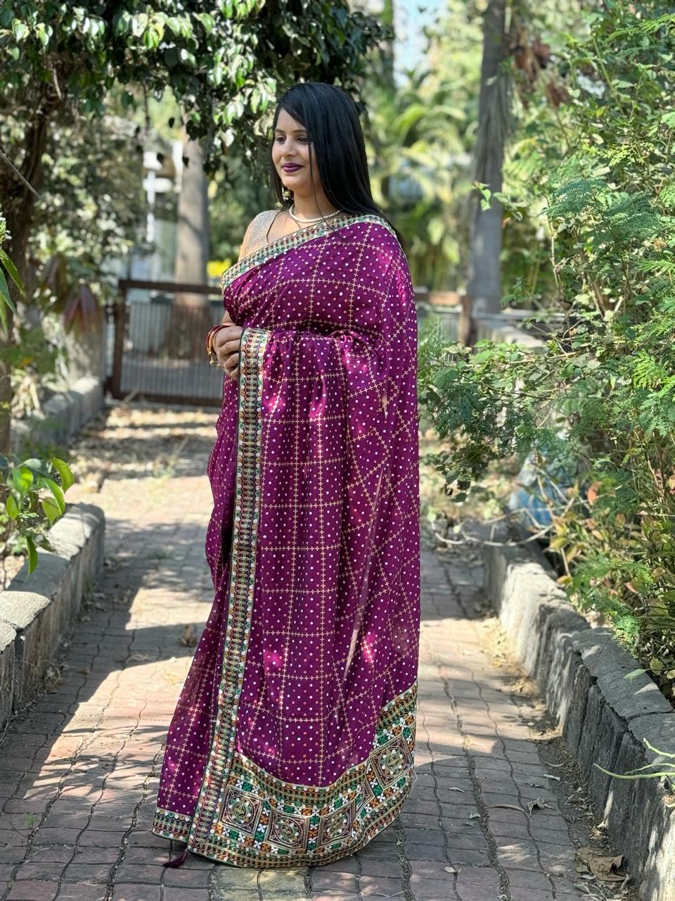 Beautiful Designer Pure Asika Bandhej Saree