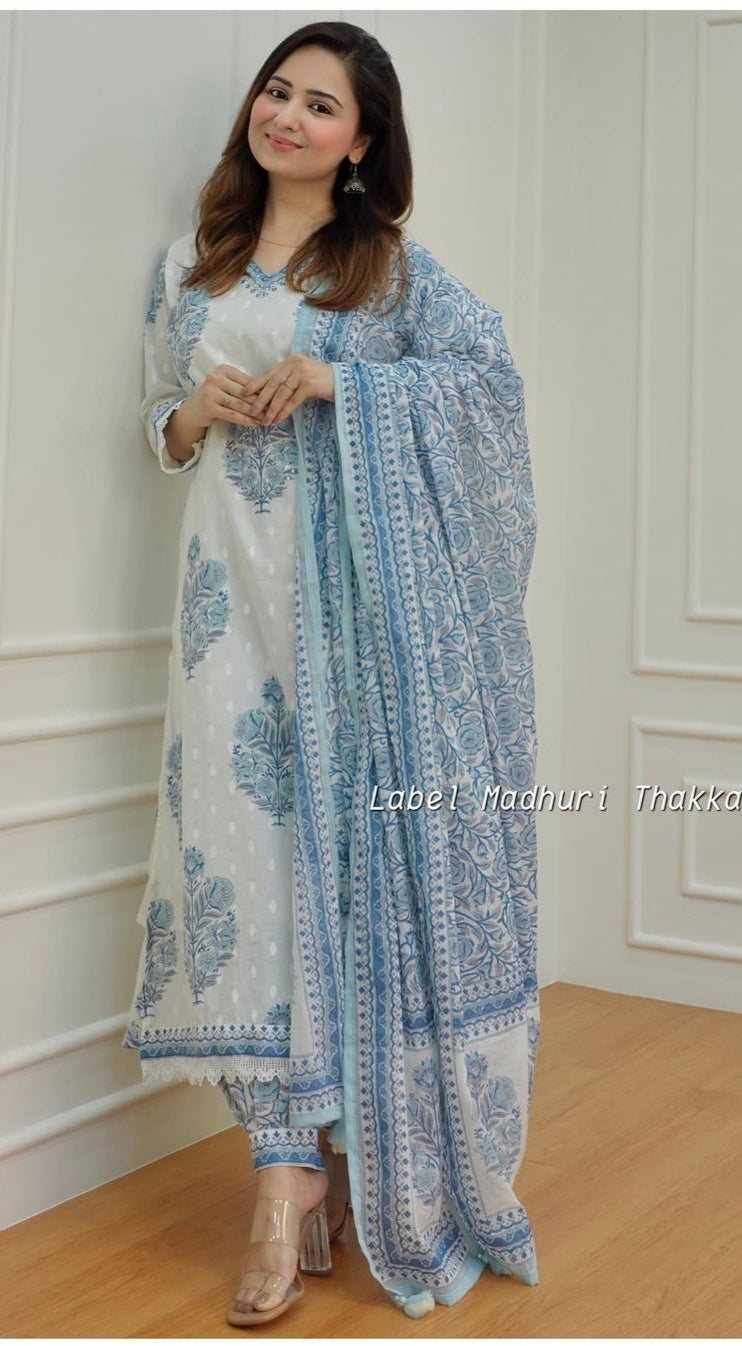 Beautiful Designer Premium Cotton Afghani Pocket Salwar Suit