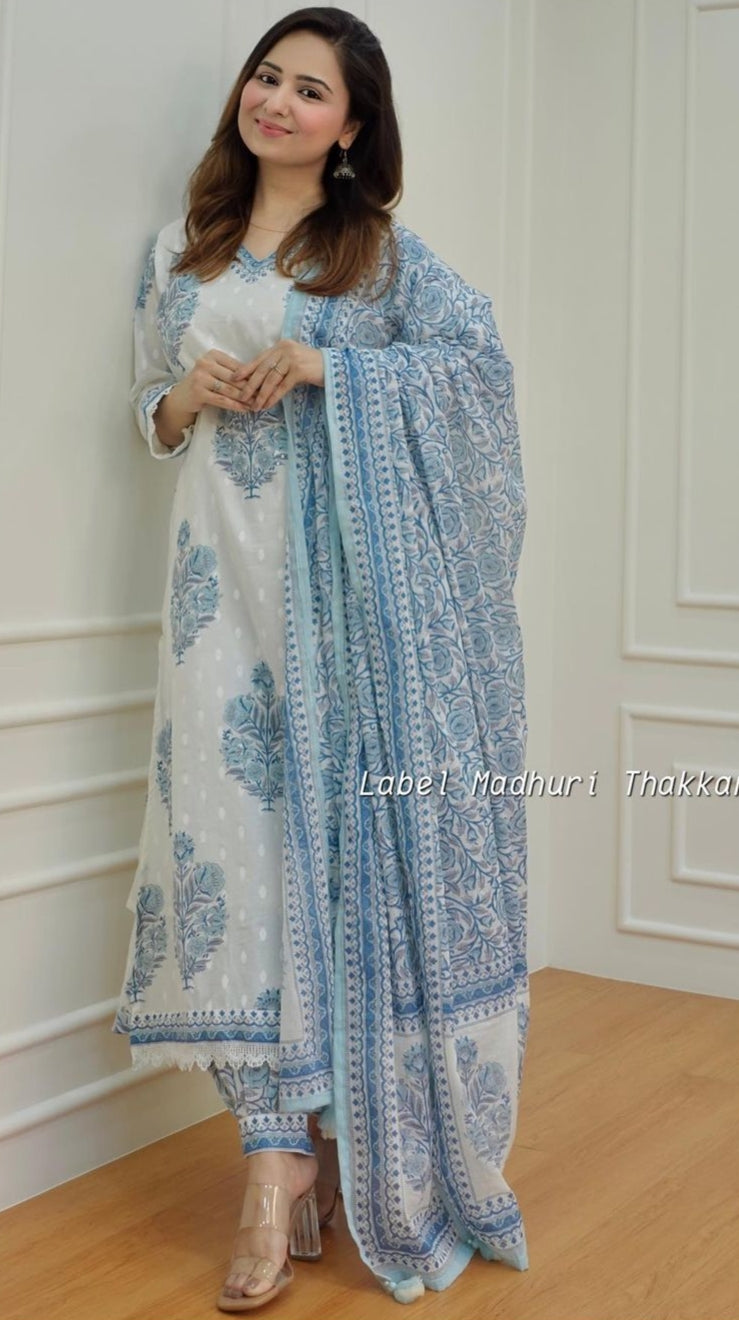 Beautiful Designer Premium Cotton Afghani Pocket Salwar Suit