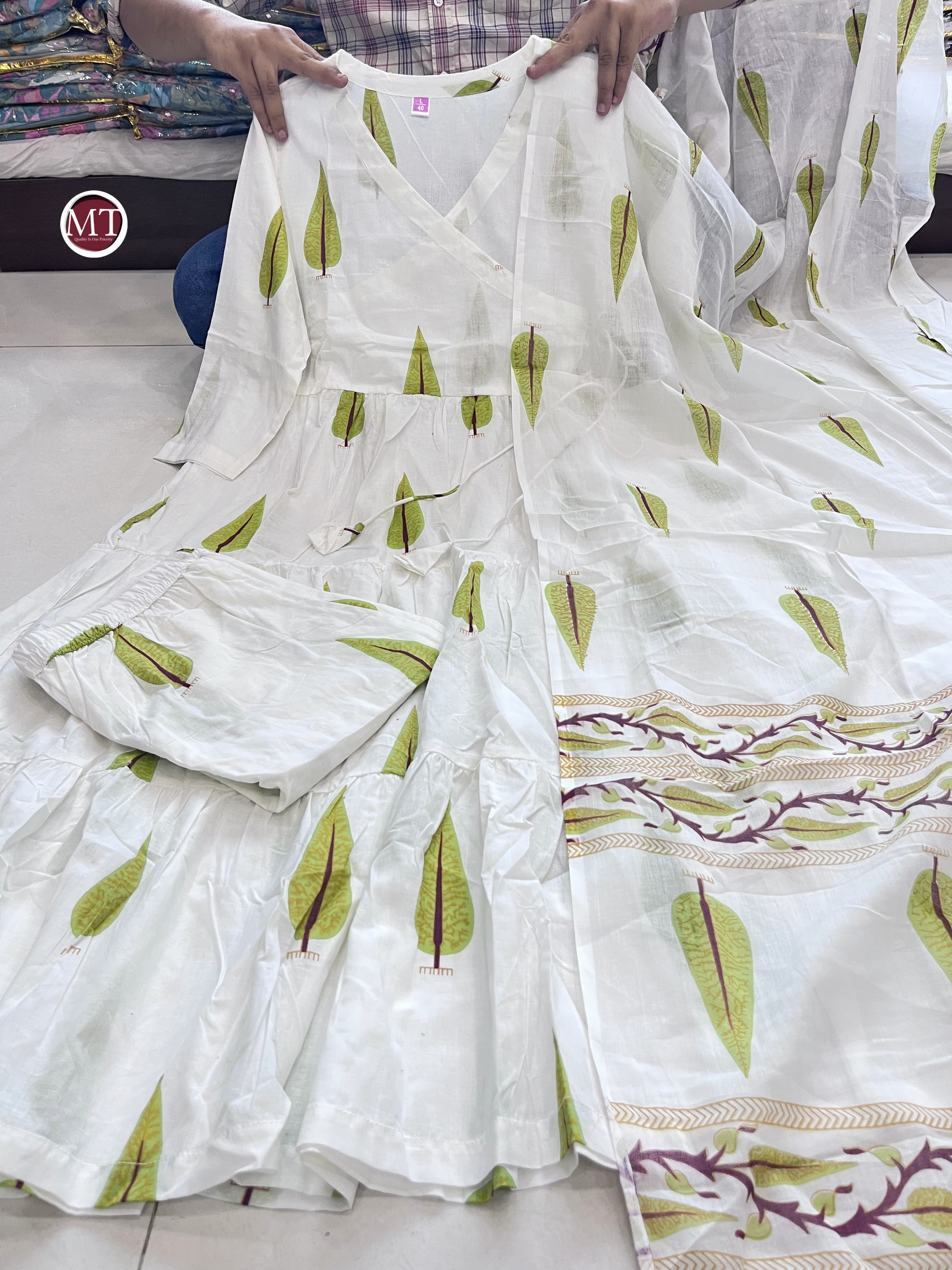 Beautiful Designer Angrakha Style Hand Block Salwar Suit