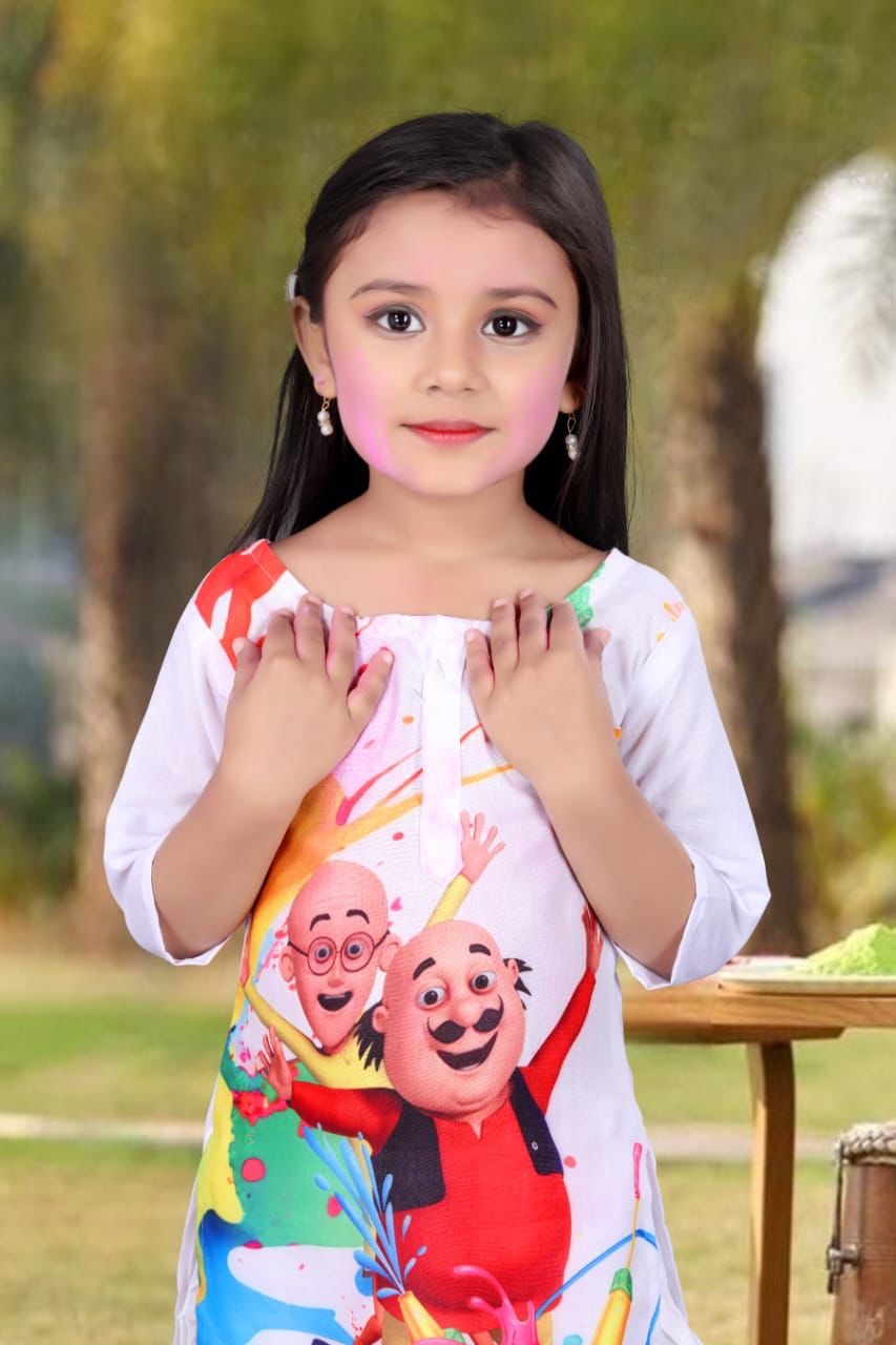 Beautiful Designer Holi Special Kids Kurti with Dhoti