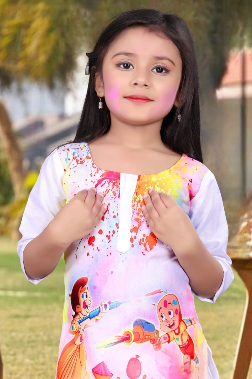 Beautiful Designer Holi Special Kids Kurti with Dhoti