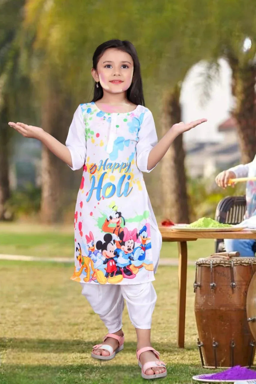 Beautiful Designer Holi Special Kids Kurti with Dhoti