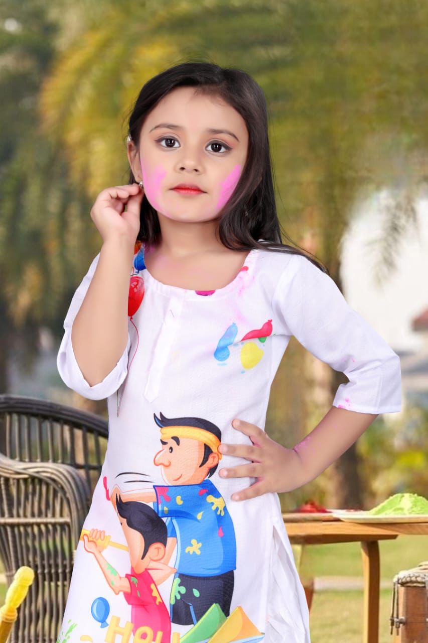Beautiful Designer Holi Special Kids Kurti with Dhoti