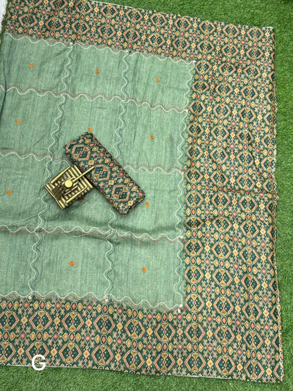 Beautiful Designer Summer Cotton Neps Ajrakh Printed Saree