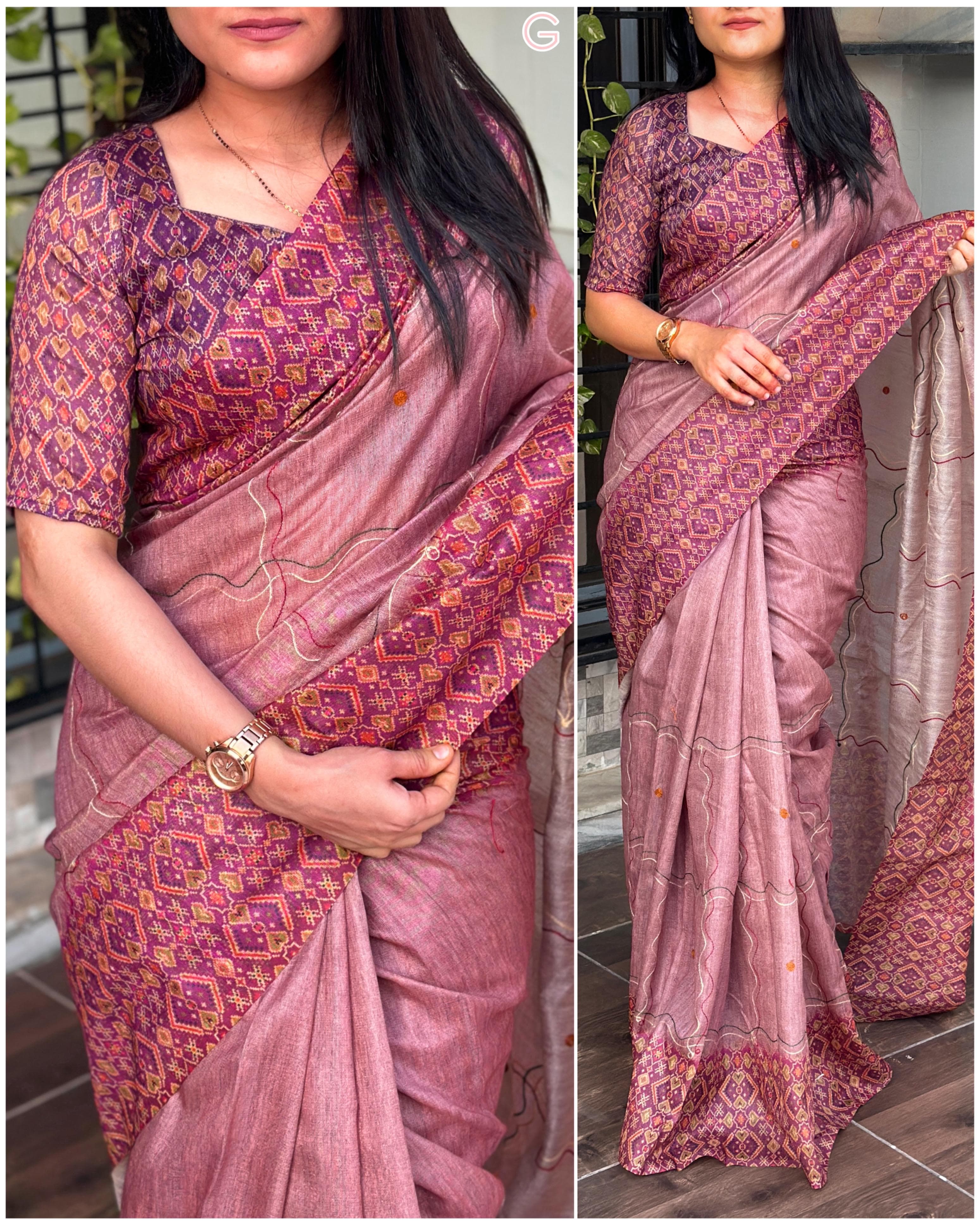 Beautiful Designer Summer Cotton Neps Ajrakh Printed Saree