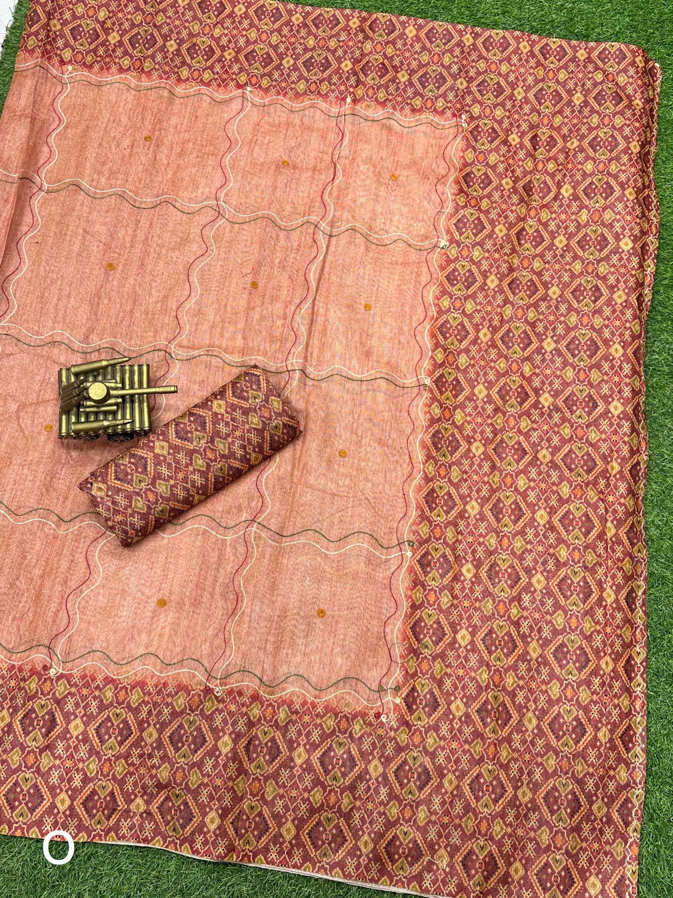 Beautiful Designer Summer Cotton Neps Ajrakh Printed Saree