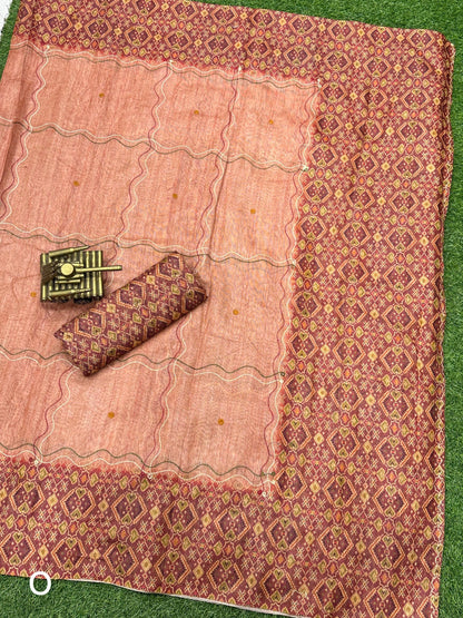 Beautiful Designer Summer Cotton Neps Ajrakh Printed Saree