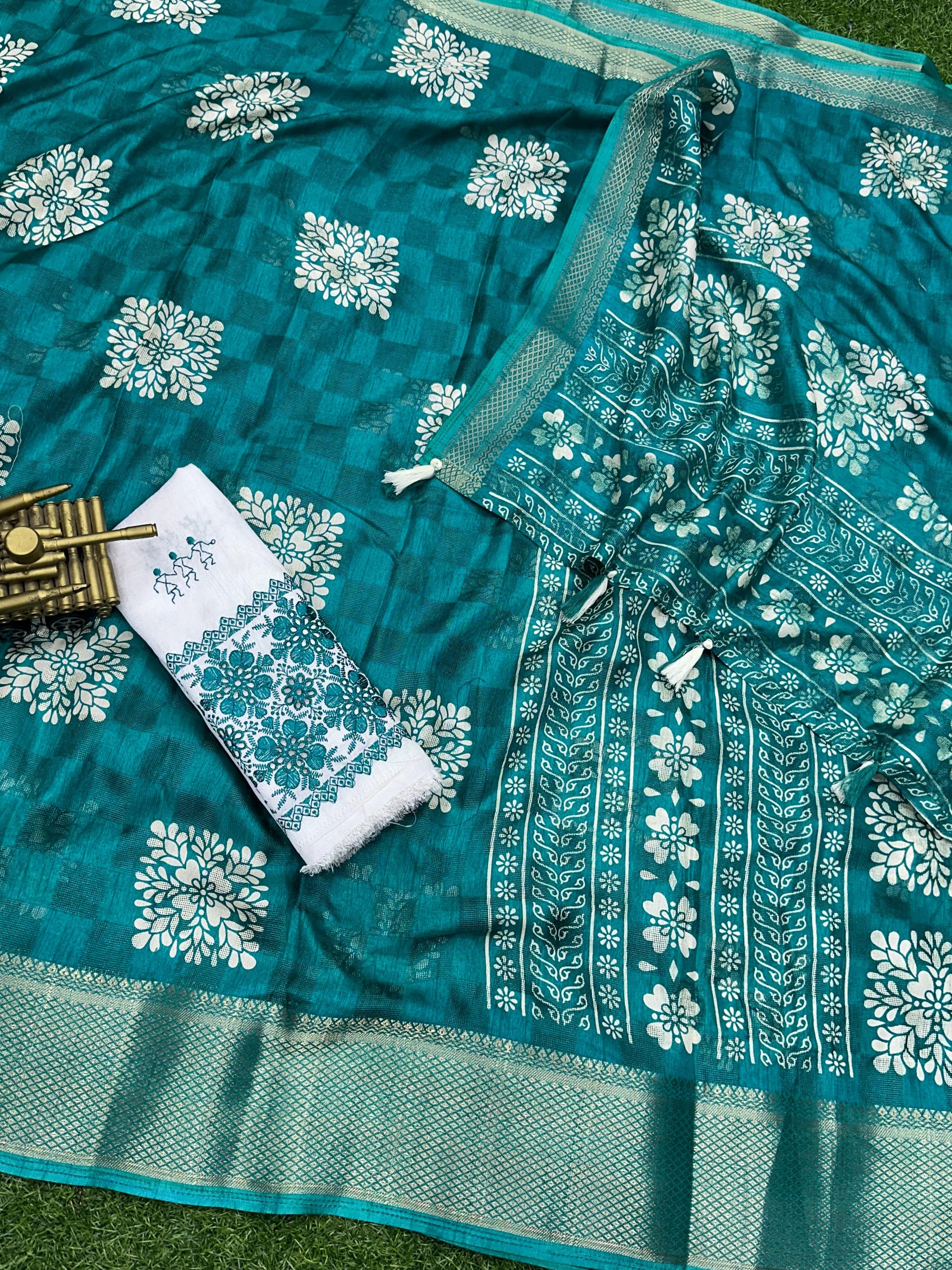 Beautiful Designer Summer Cotton Neps Ajrakh Printed Saree