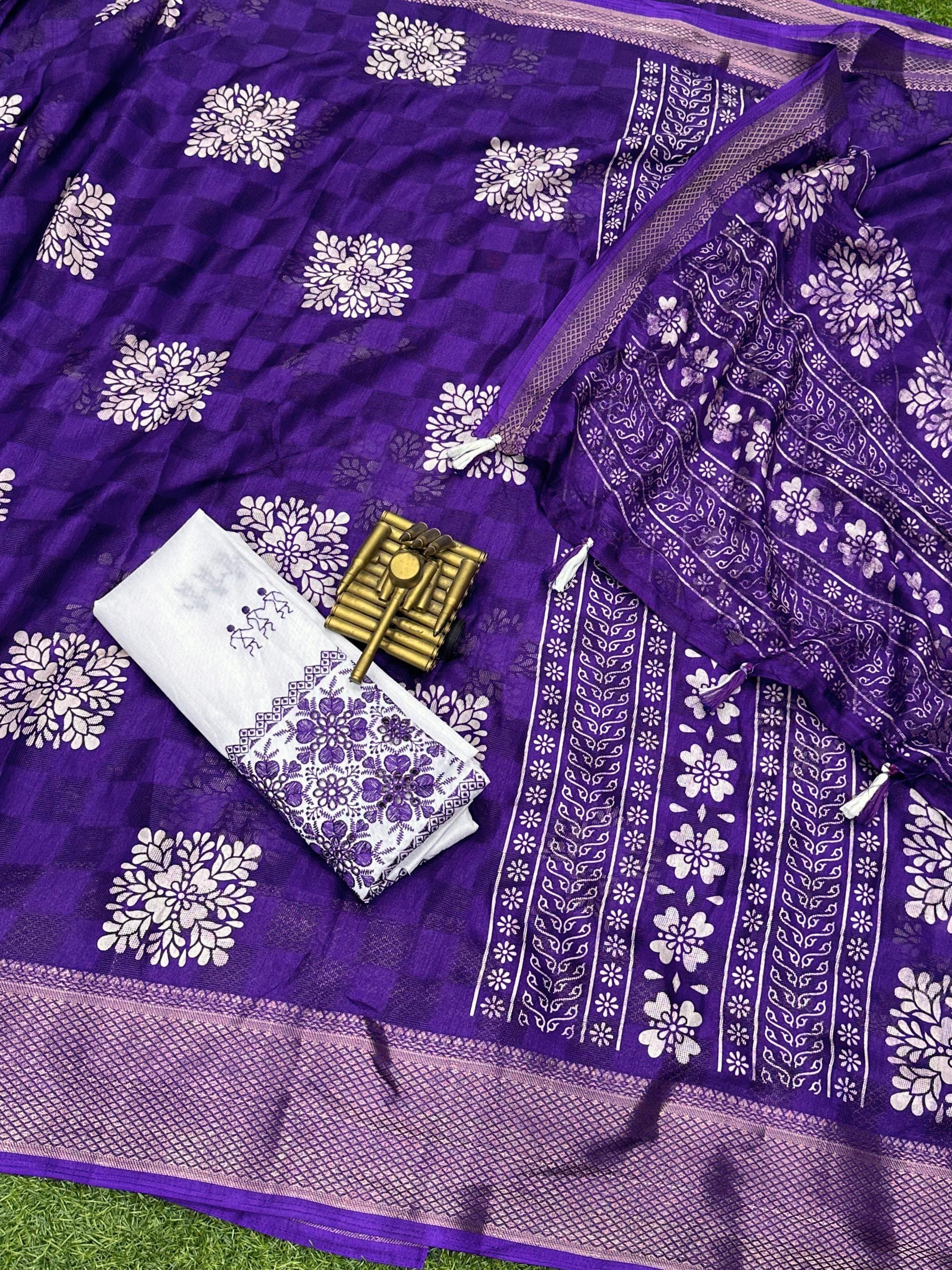 Beautiful Designer Summer Cotton Neps Ajrakh Printed Saree