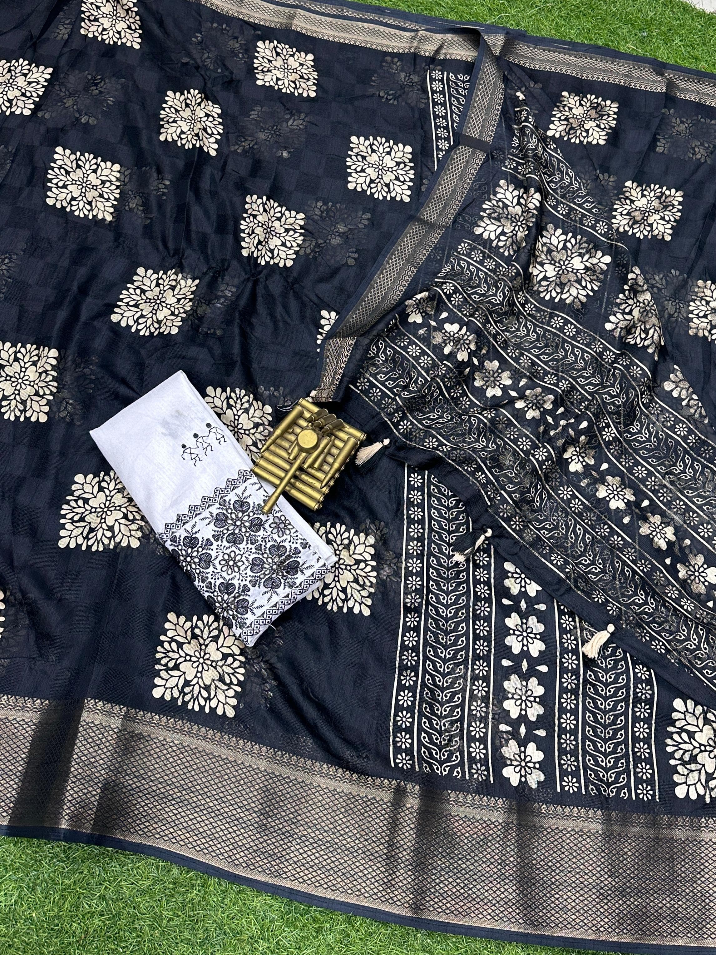 Beautiful Designer Summer Cotton Neps Ajrakh Printed Saree