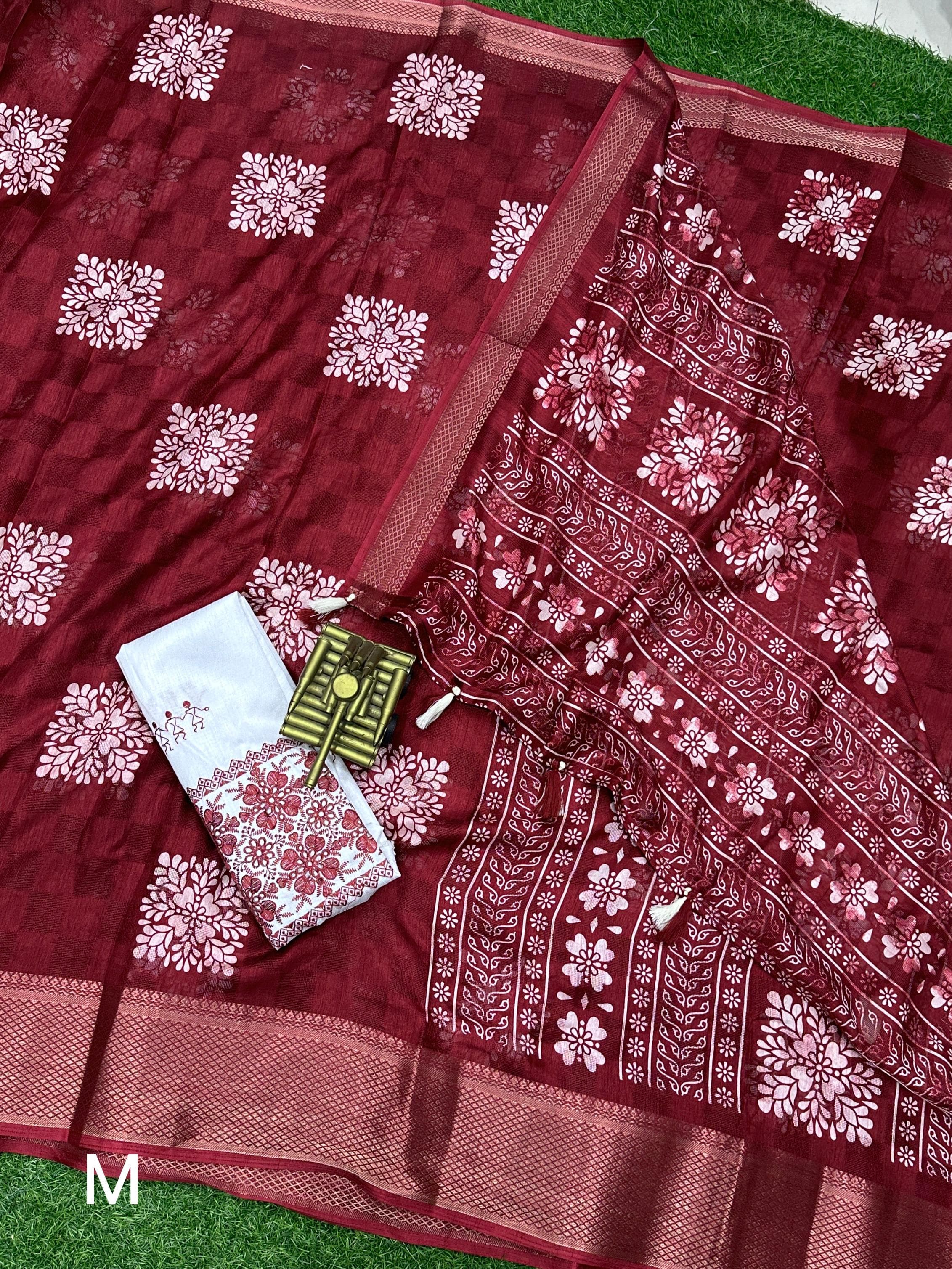 Beautiful Designer Summer Cotton Neps Ajrakh Printed Saree