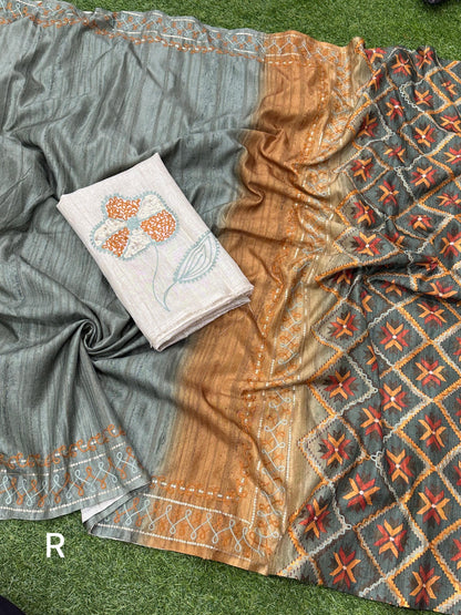 Beautiful Designer Summer Digital Ajrakh Print Air Silk Saree