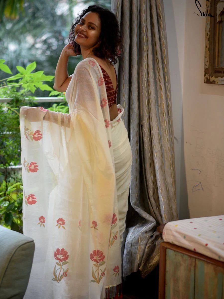 Beautiful Designer Summer Special Soft Plain Linen Saree