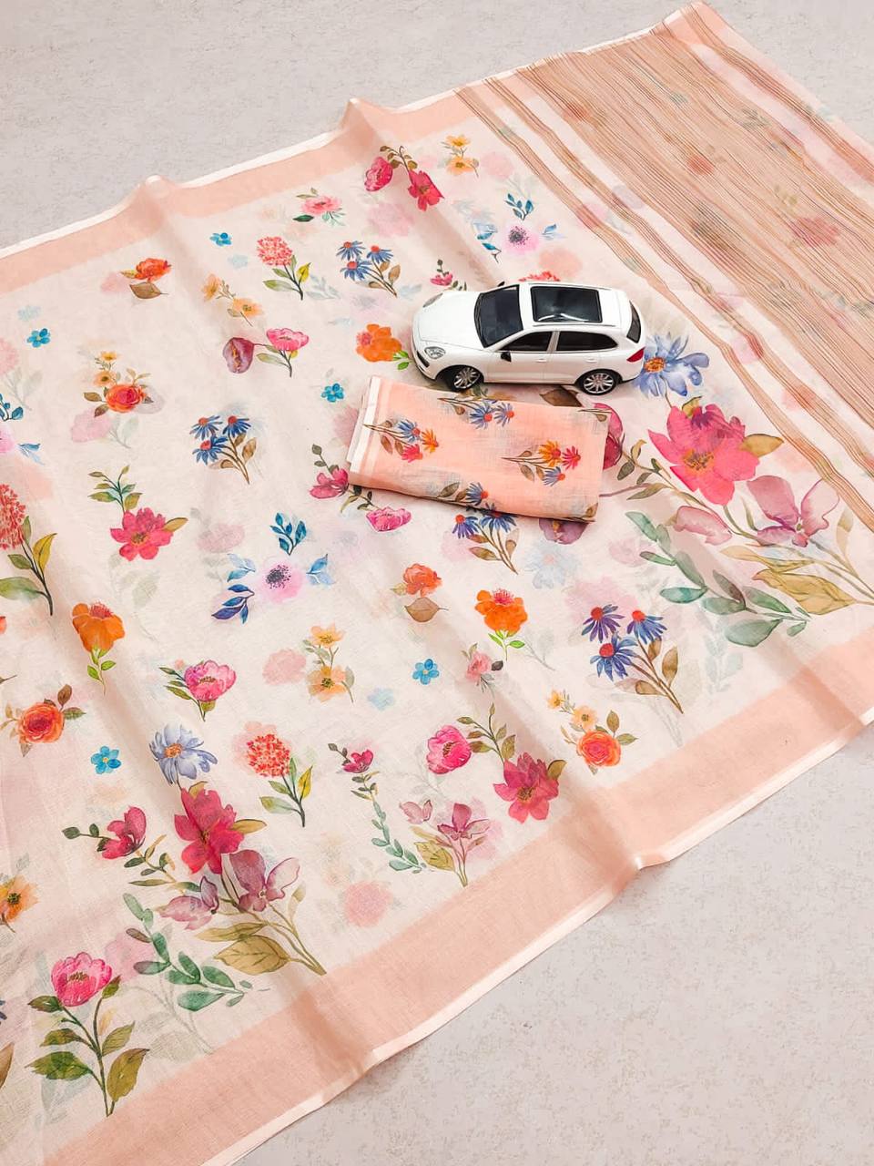 Beautiful Designer Summer Special Soft Plain Linen Saree