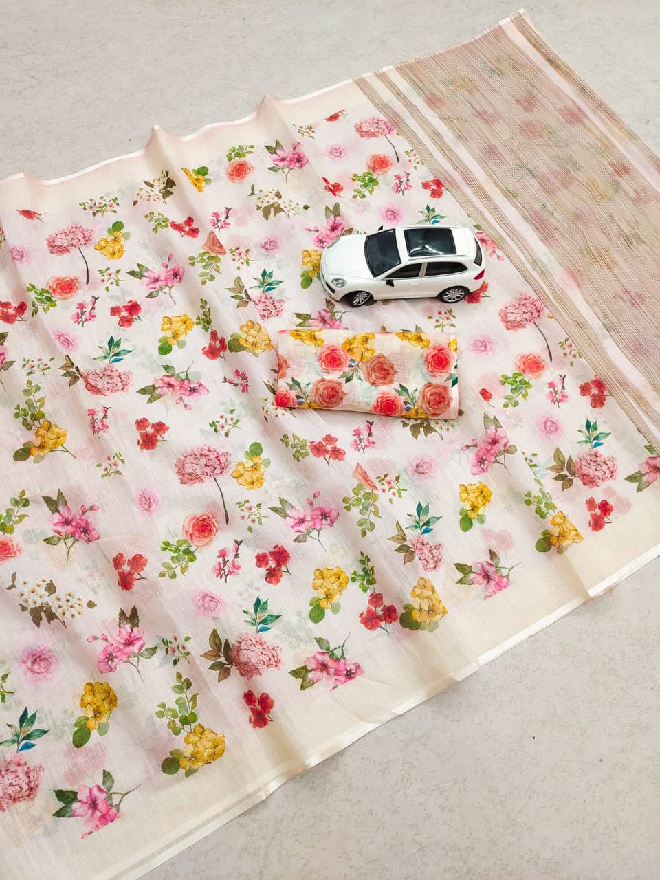 Beautiful Designer Summer Special Soft Plain Linen Saree
