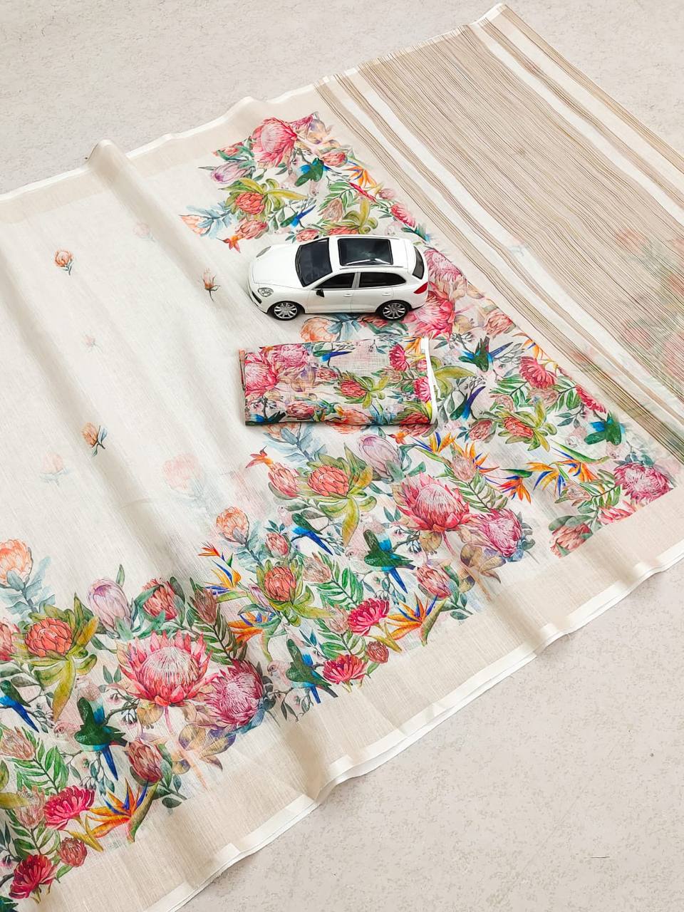 Beautiful Designer Summer Special Soft Plain Linen Saree