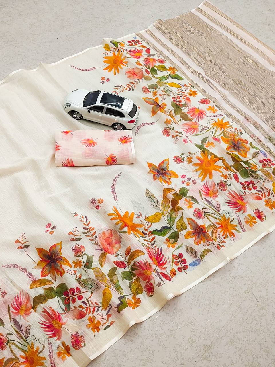 Beautiful Designer Summer Special Soft Plain Linen Saree