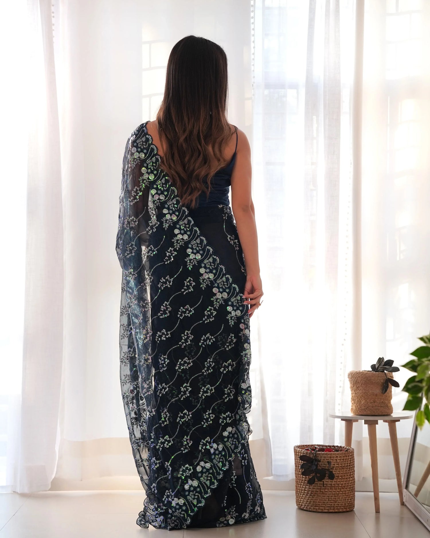 Beautiful Designer Simmar Bluminge Milky Tree Saree