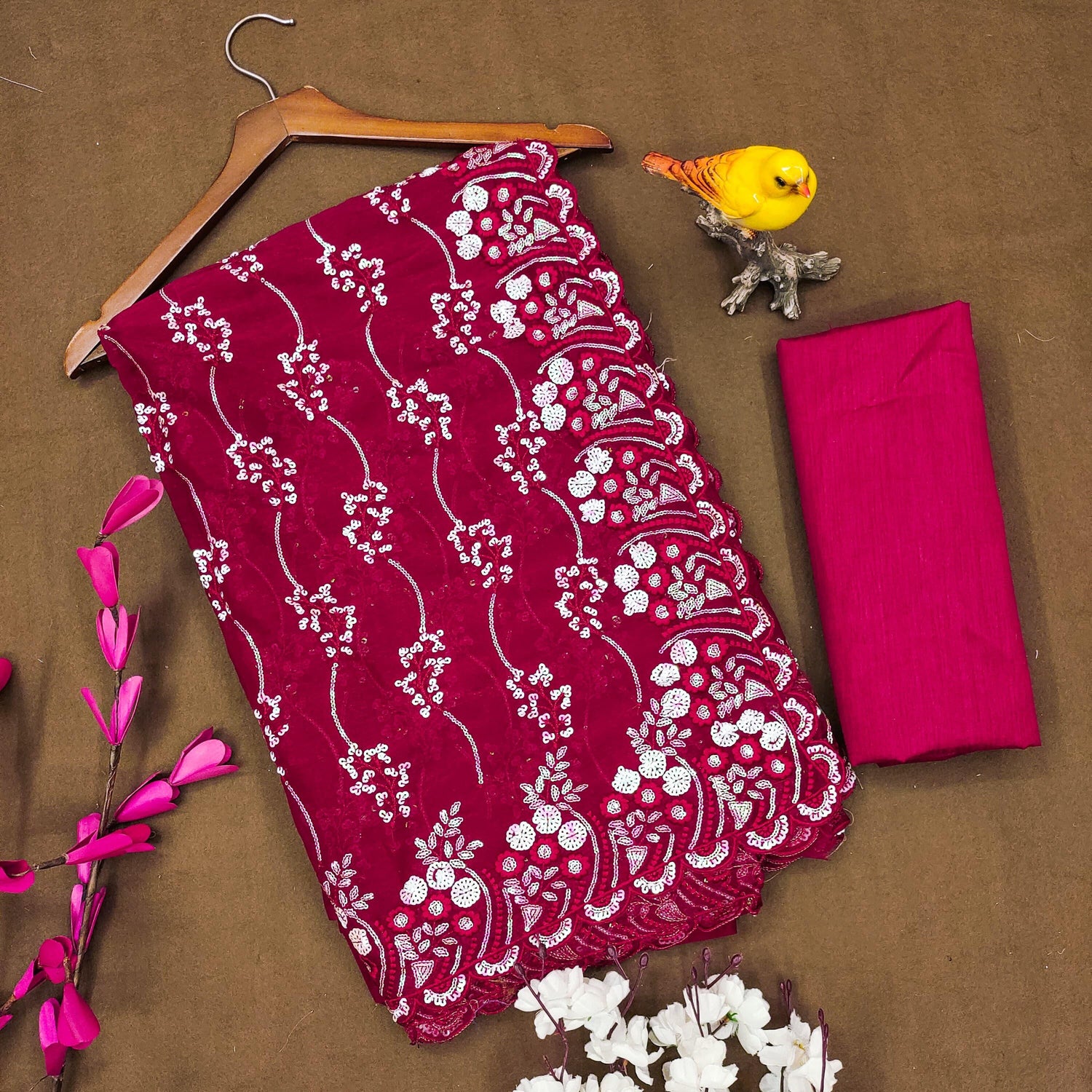 Beautiful Designer Simmar Bluminge Milky Tree Saree