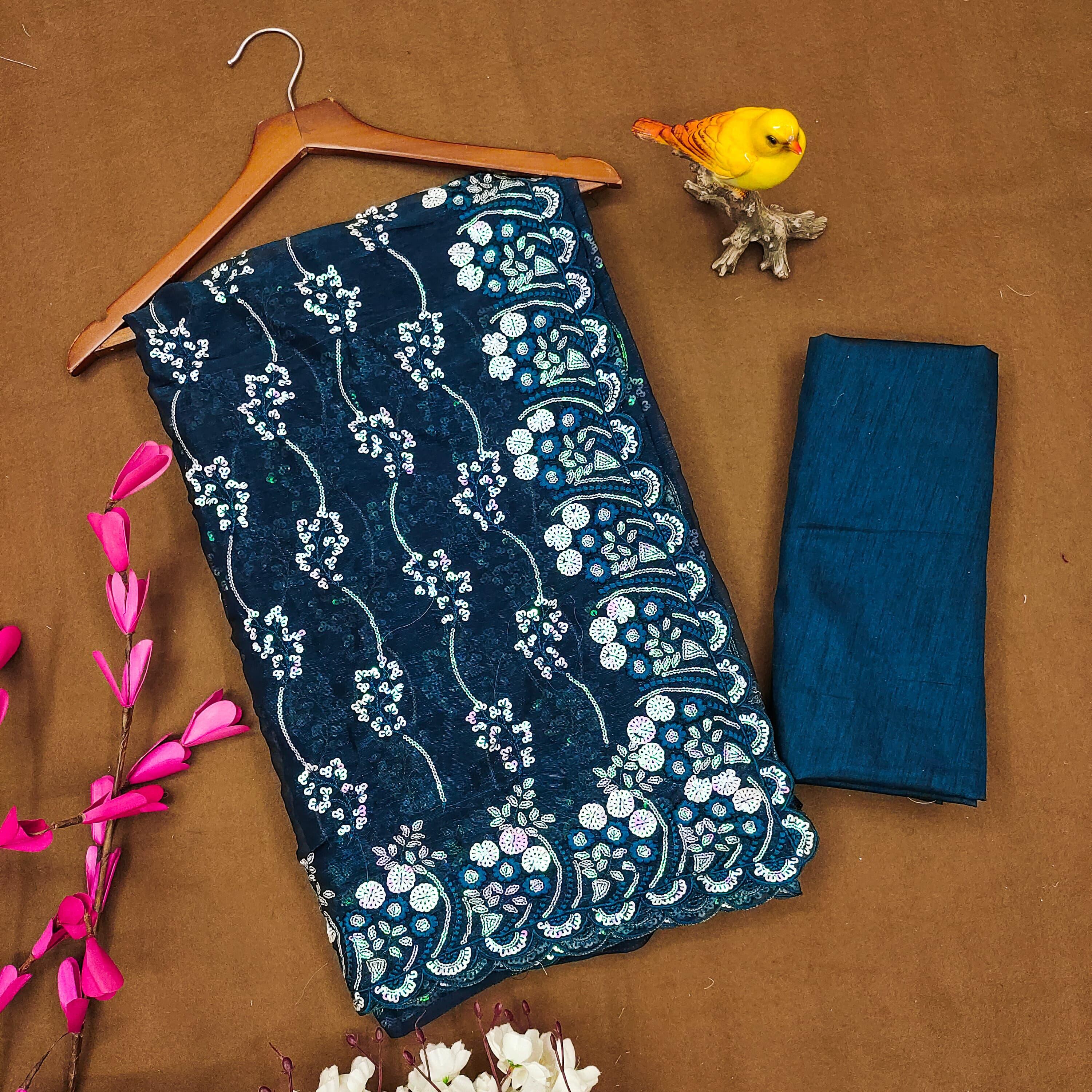 Beautiful Designer Simmar Bluminge Milky Tree Saree