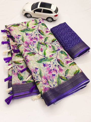 Beautiful Designer Soft Linen Saree Digital Print Saree