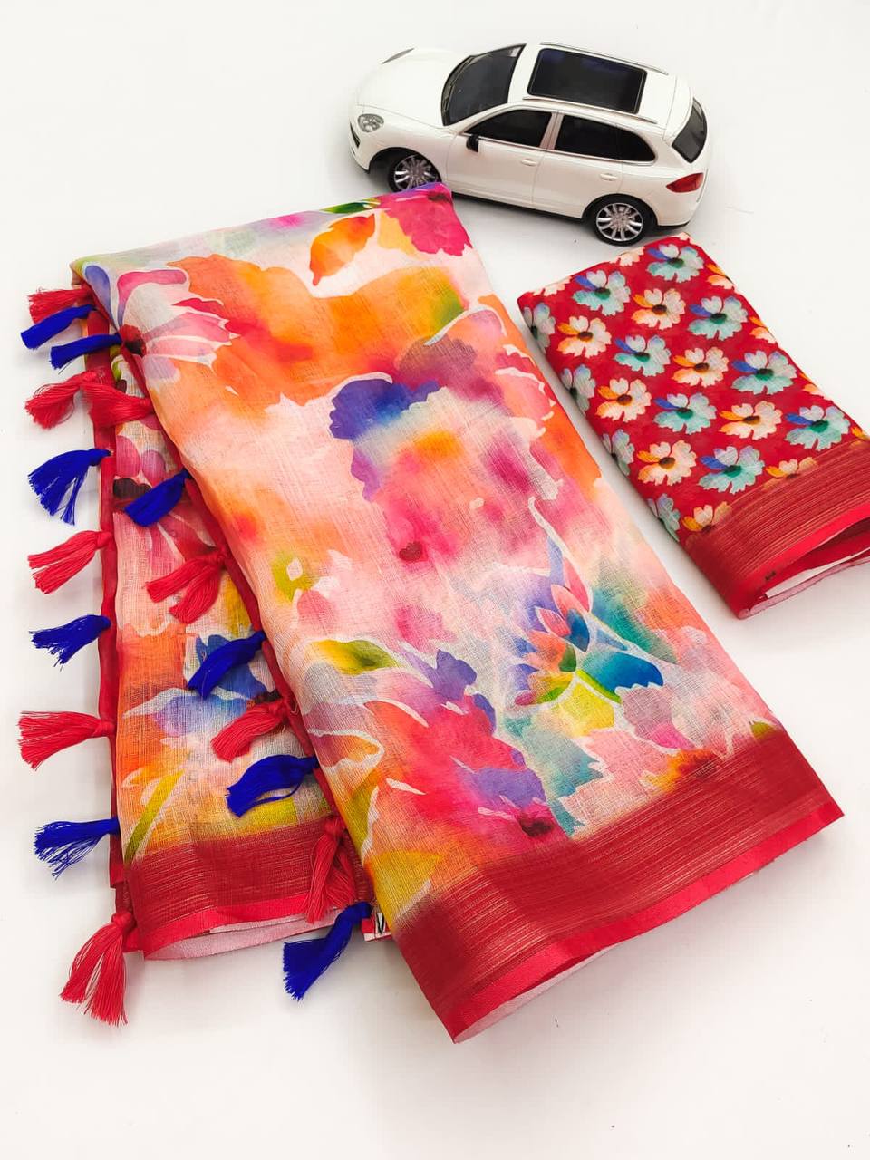 Beautiful Designer Soft Linen Saree Digital Print Saree