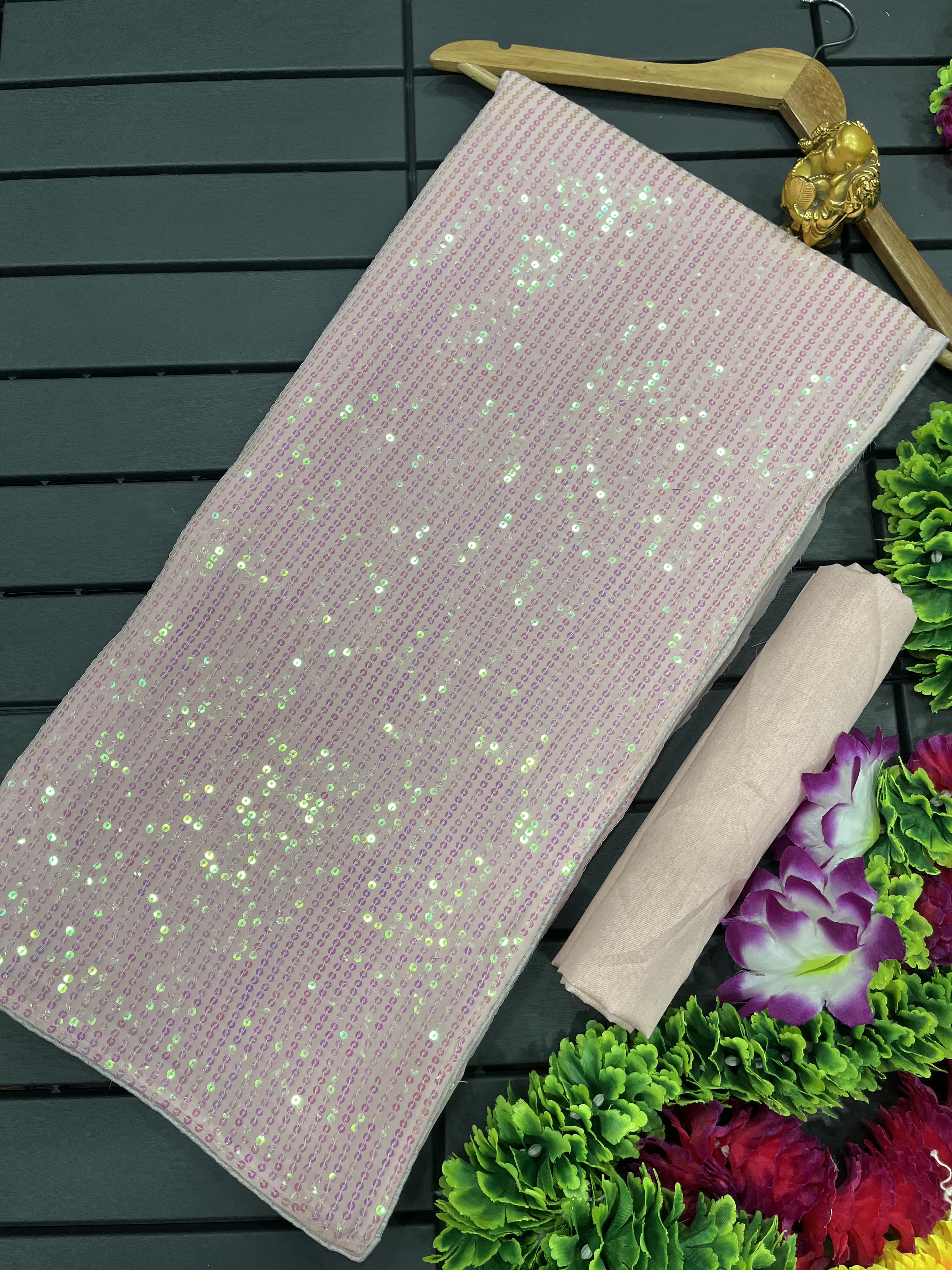 Beautiful Designer Bollywood style Soft Net Sequence Saree