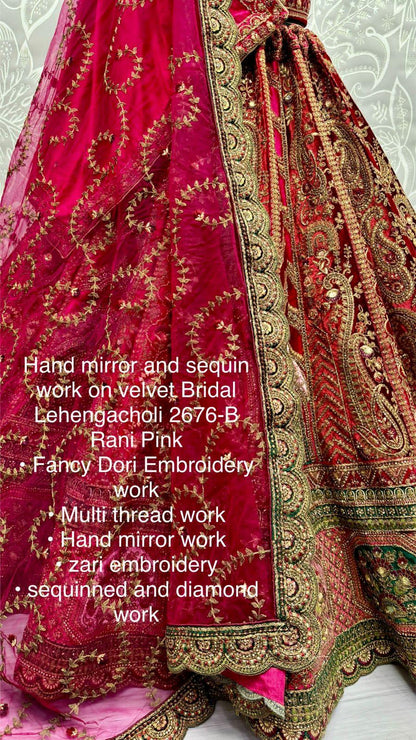 Beautiful Designer Bridal Heavy Velvet Lehenga Choli