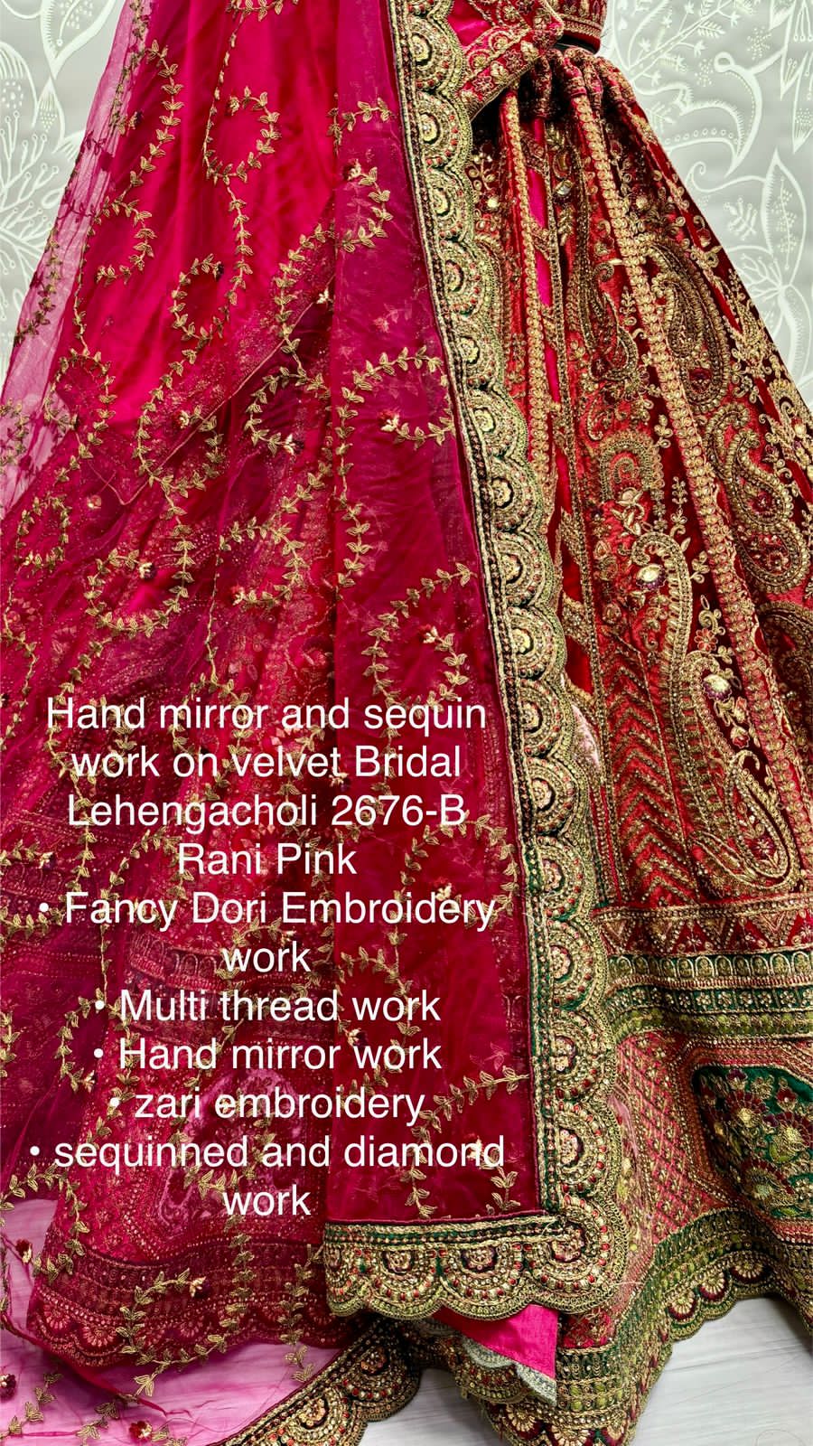 Beautiful Designer Bridal Heavy Velvet Lehenga Choli