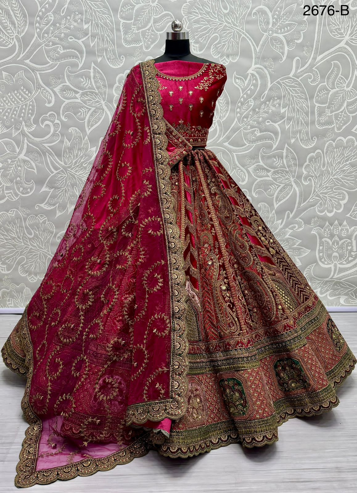 Beautiful Designer Bridal Heavy Velvet Lehenga Choli